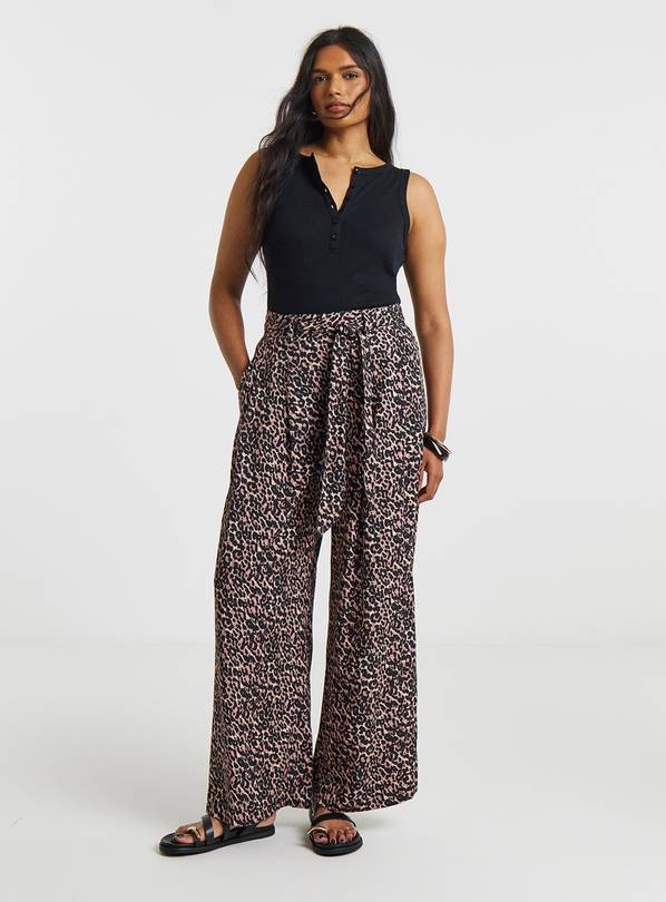 SIMPLY BE Leopard Print Palazzo Trouser With Linen 20